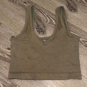 Aerie Olive Ribbed Crop Top